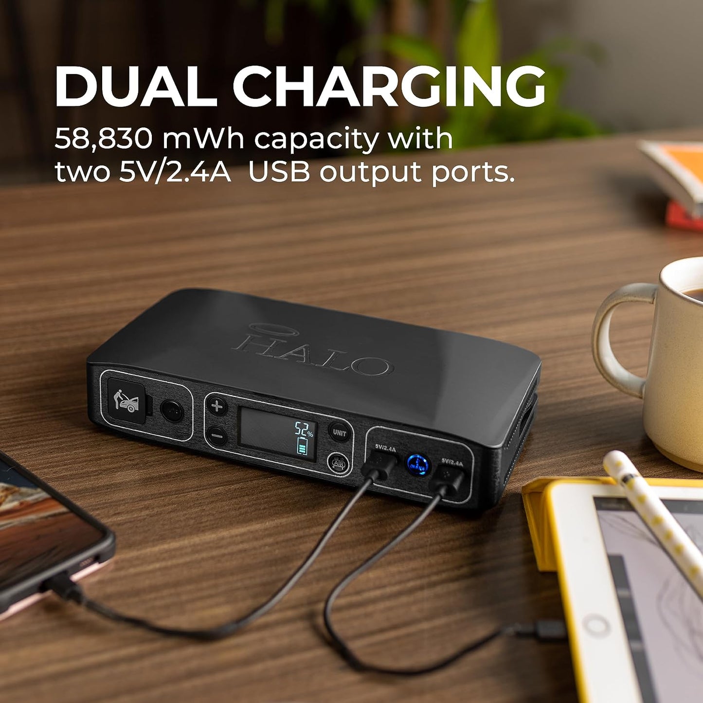 Bolt Air 58830 Portable Car Battery Jump Starter | 100 PSI Air Compressor, 58.8Wh USB Power Bank, Emergency Floodlight & Charger, Jumps Cars Suvs & Trucks, Inflates Tires, TSA Approved — Gray