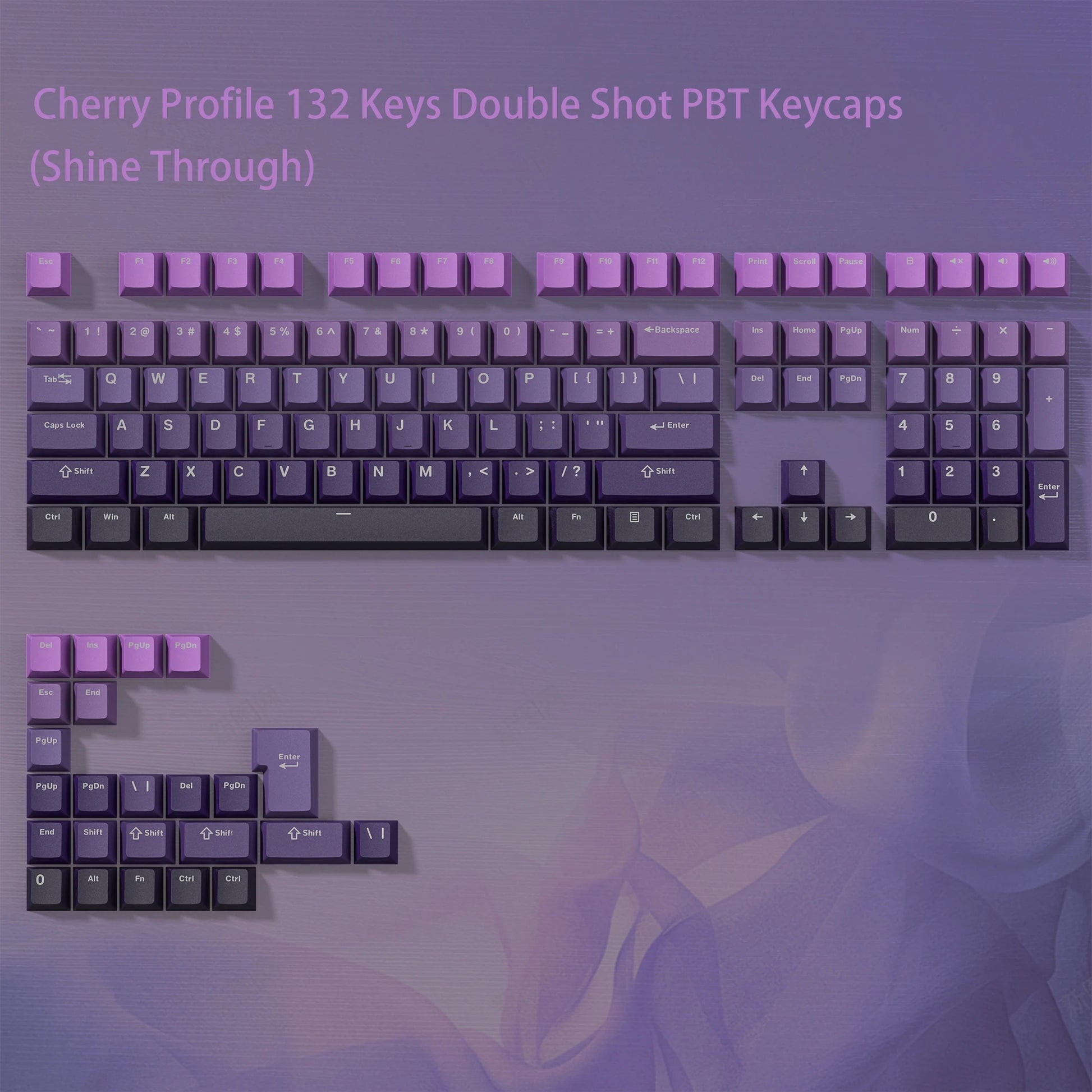 168-Key Double Shot PBT Keycap Set for Cherry MX and Gateron Switches - Custom WOB Cherry Profile Gaming Keyboard Keycaps
