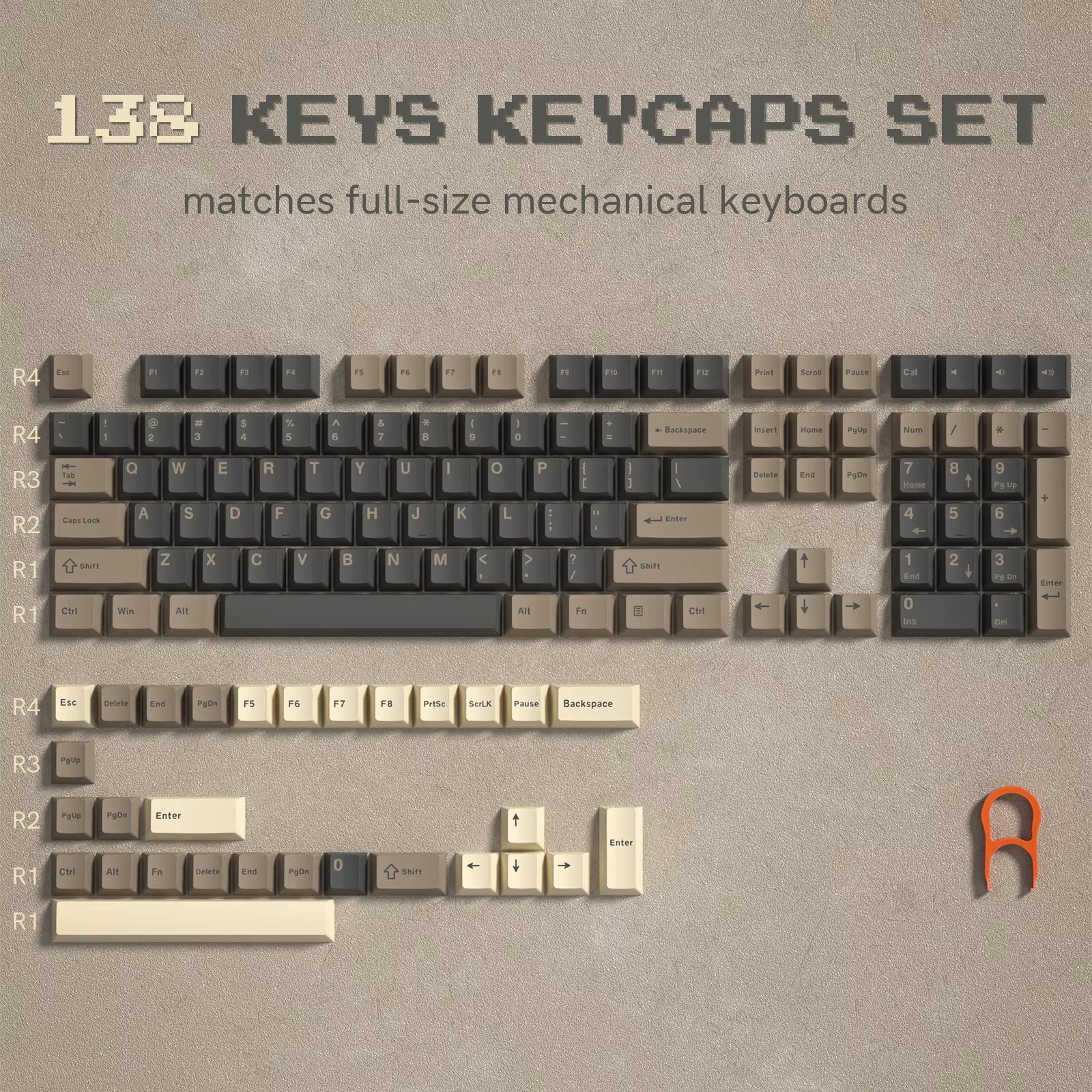 168-Key Double Shot PBT Keycap Set for Cherry MX and Gateron Switches - Custom WOB Cherry Profile Gaming Keyboard Keycaps