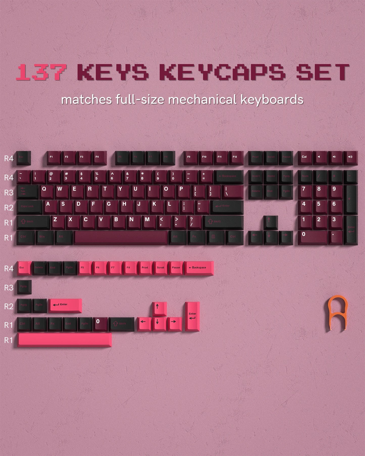 168-Key Double Shot PBT Keycap Set for Cherry MX and Gateron Switches - Custom WOB Cherry Profile Gaming Keyboard Keycaps