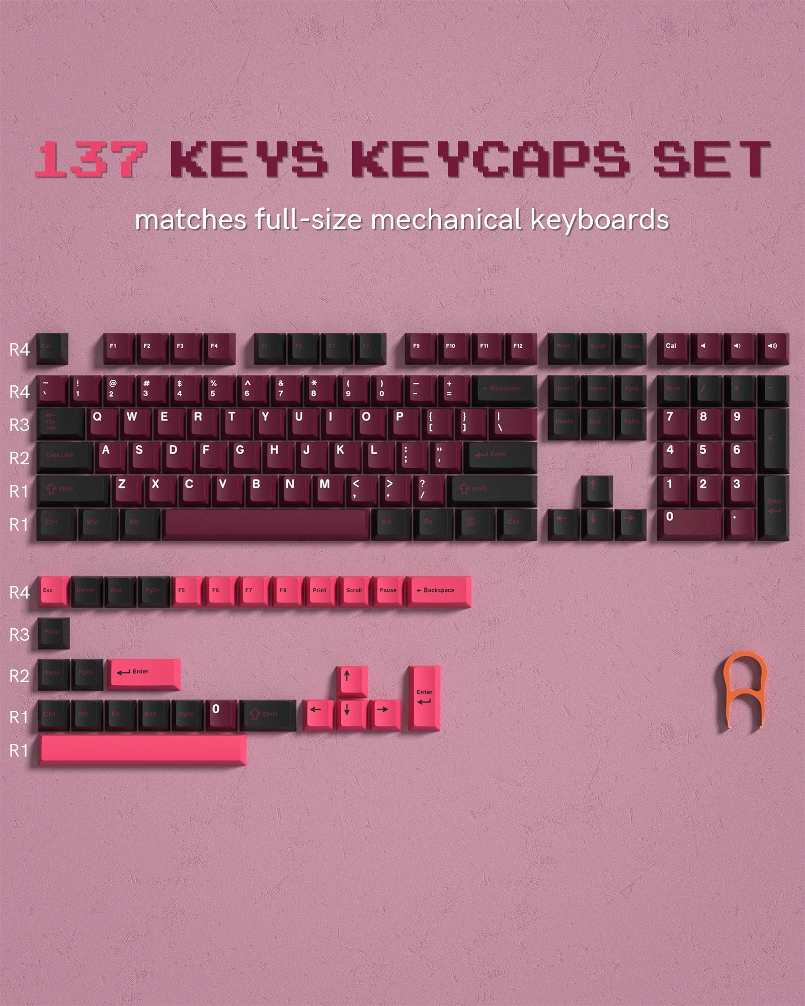 168-Key Double Shot PBT Keycap Set for Cherry MX and Gateron Switches - Custom WOB Cherry Profile Gaming Keyboard Keycaps