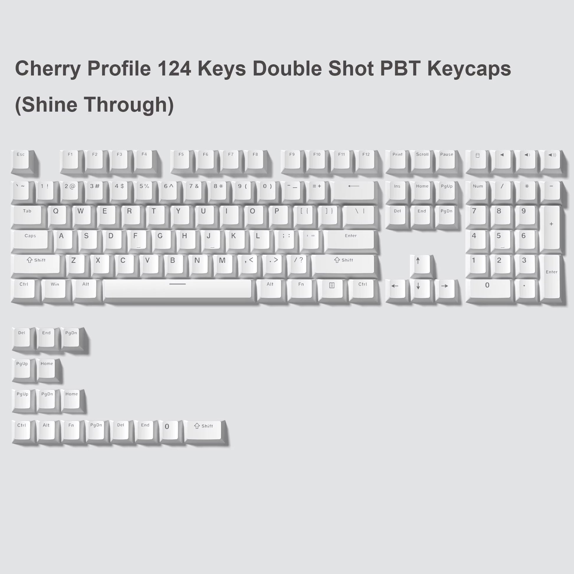 168-Key Double Shot PBT Keycap Set for Cherry MX and Gateron Switches - Custom WOB Cherry Profile Gaming Keyboard Keycaps