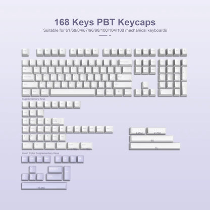 168-Key Double Shot PBT Keycap Set for Cherry MX and Gateron Switches - Custom WOB Cherry Profile Gaming Keyboard Keycaps