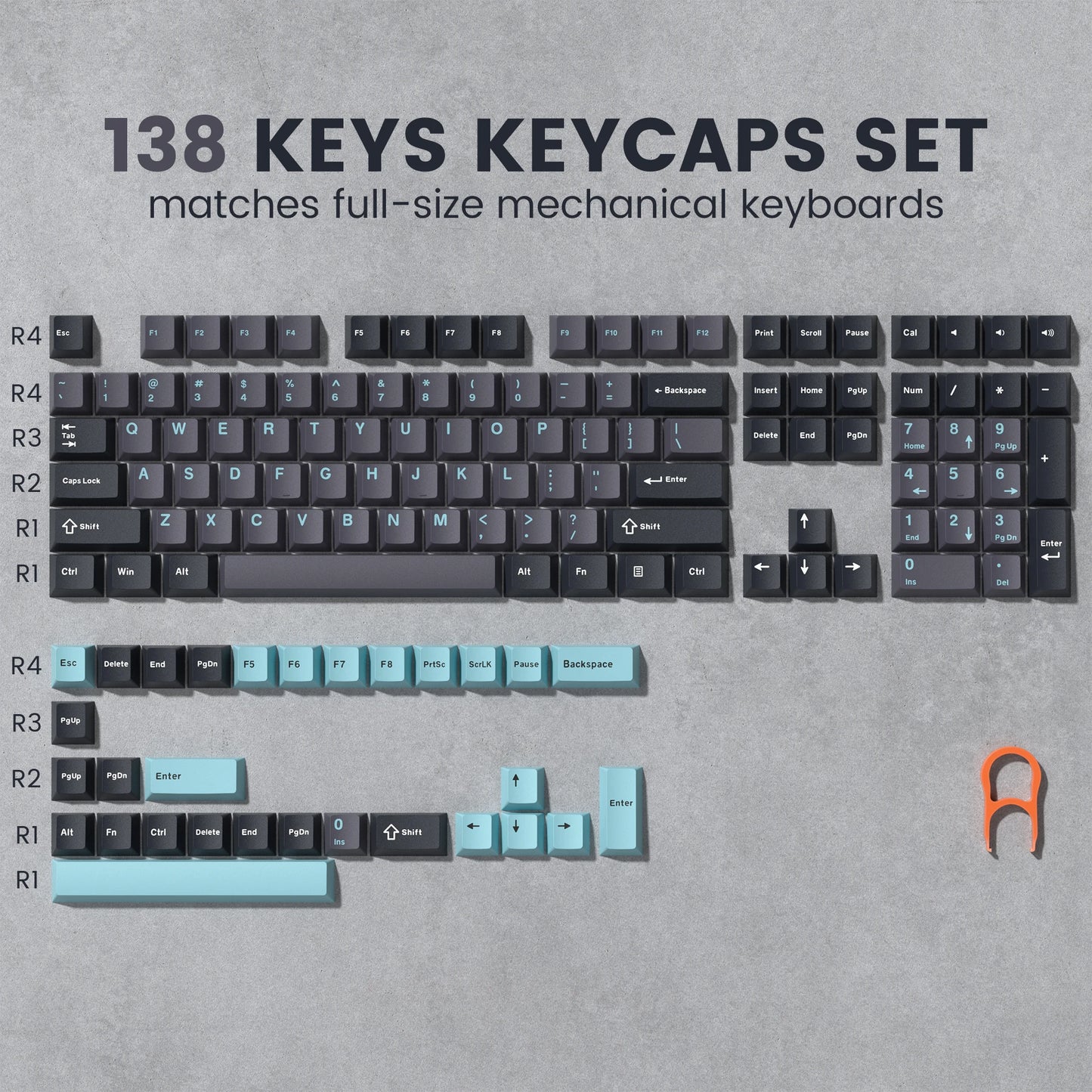 168-Key Double Shot PBT Keycap Set for Cherry MX and Gateron Switches - Custom WOB Cherry Profile Gaming Keyboard Keycaps