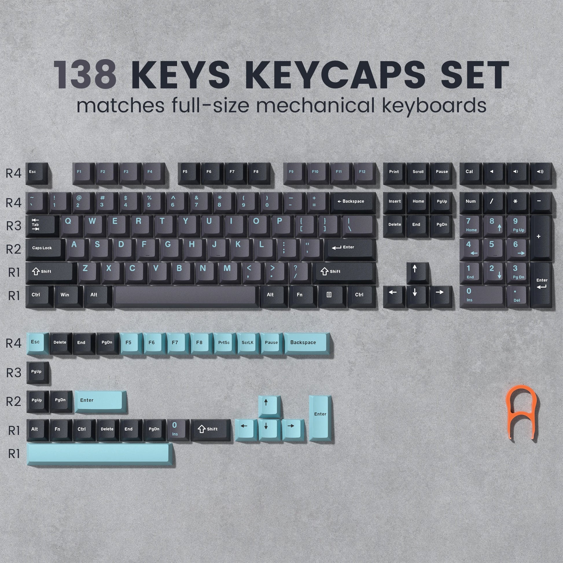 168-Key Double Shot PBT Keycap Set for Cherry MX and Gateron Switches - Custom WOB Cherry Profile Gaming Keyboard Keycaps