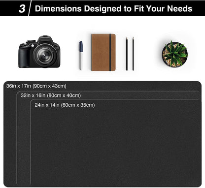 Dual Sided Desk Pad, Large Desk Mat, Waterproof Desk Blotter Protector Mouse Pad, Leather Desk Pad Large for Keyboard and Mouse (36" X 17", Black)