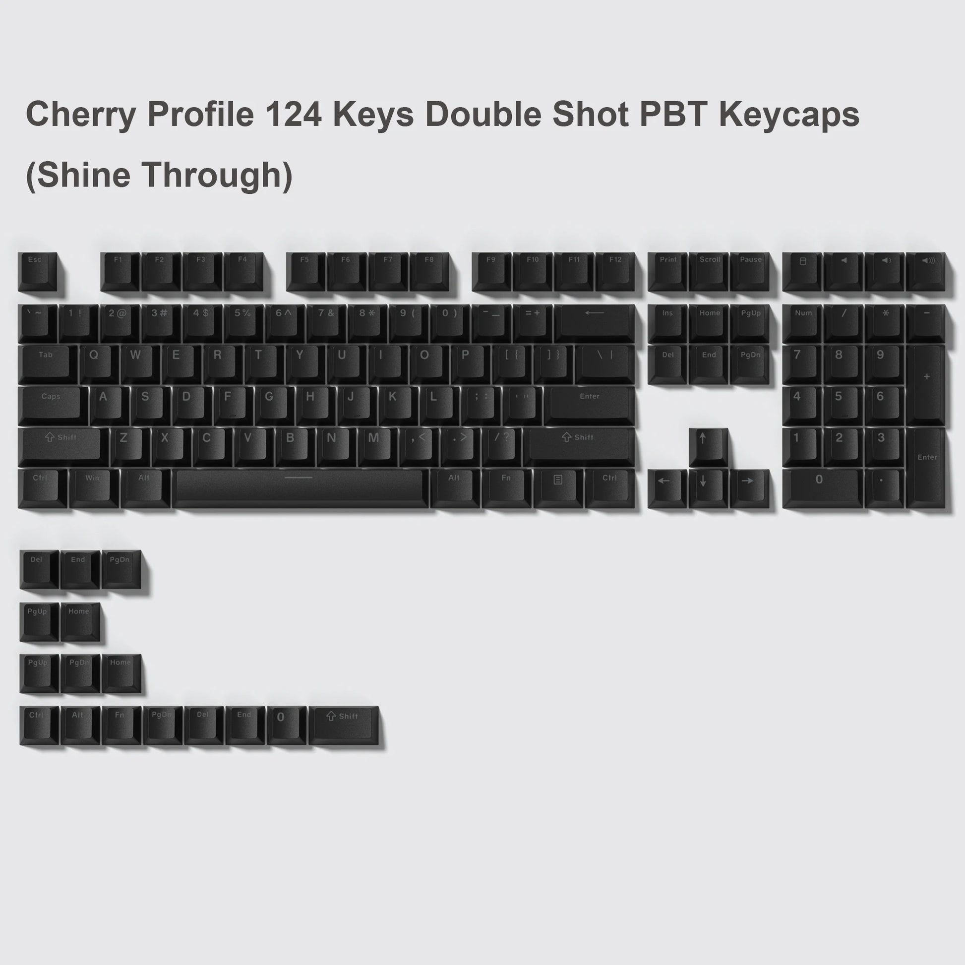 168-Key Double Shot PBT Keycap Set for Cherry MX and Gateron Switches - Custom WOB Cherry Profile Gaming Keyboard Keycaps