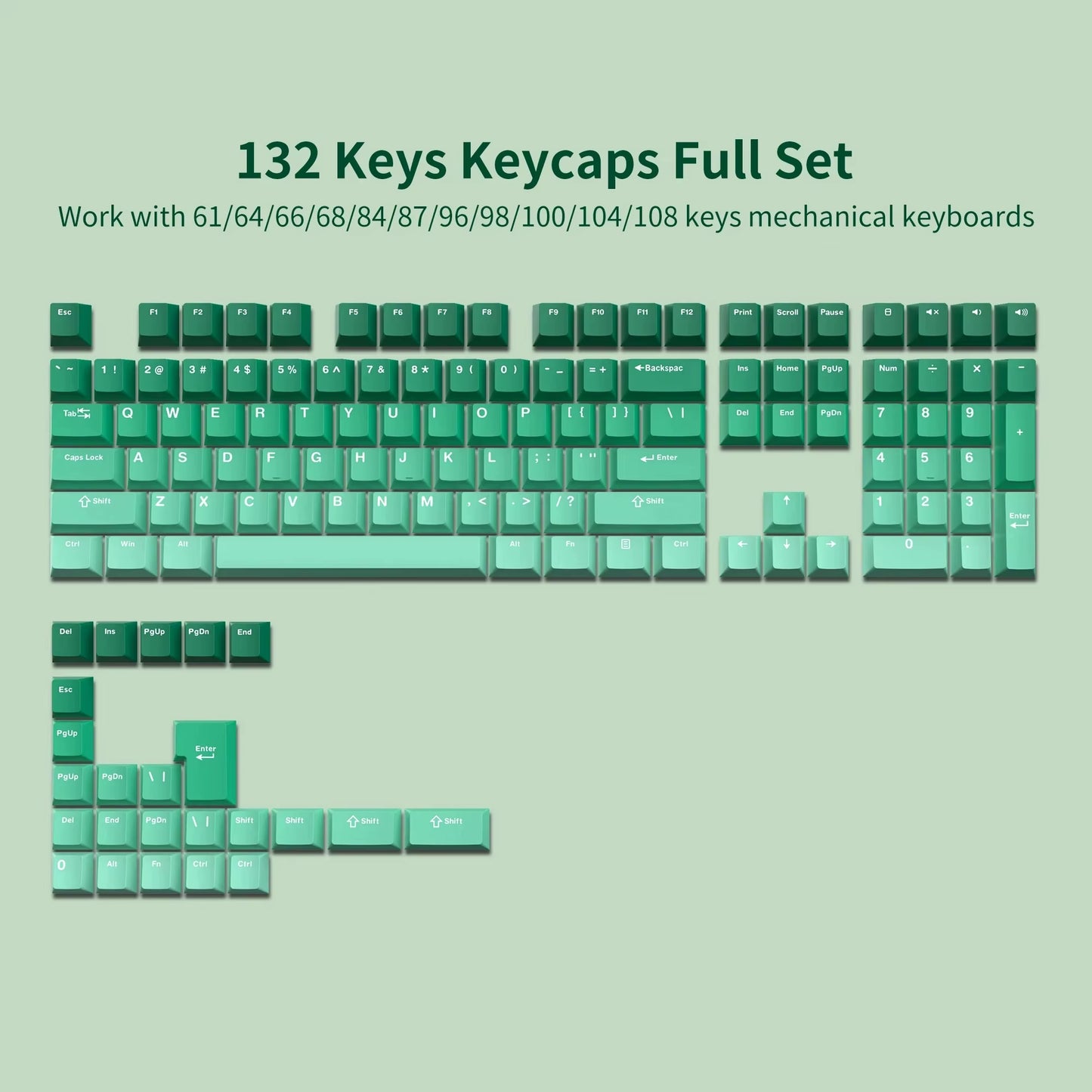 168-Key Double Shot PBT Keycap Set for Cherry MX and Gateron Switches - Custom WOB Cherry Profile Gaming Keyboard Keycaps