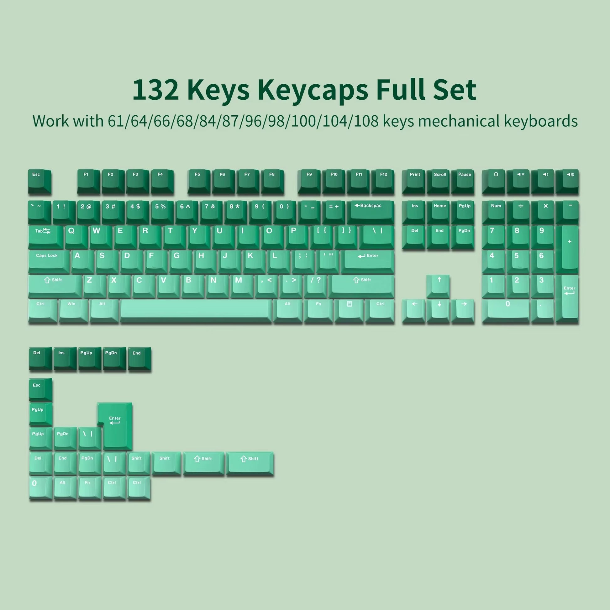 168-Key Double Shot PBT Keycap Set for Cherry MX and Gateron Switches - Custom WOB Cherry Profile Gaming Keyboard Keycaps