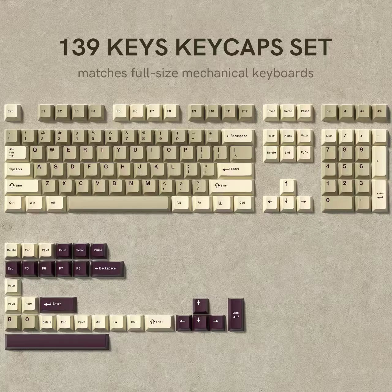 168-Key Double Shot PBT Keycap Set for Cherry MX and Gateron Switches - Custom WOB Cherry Profile Gaming Keyboard Keycaps