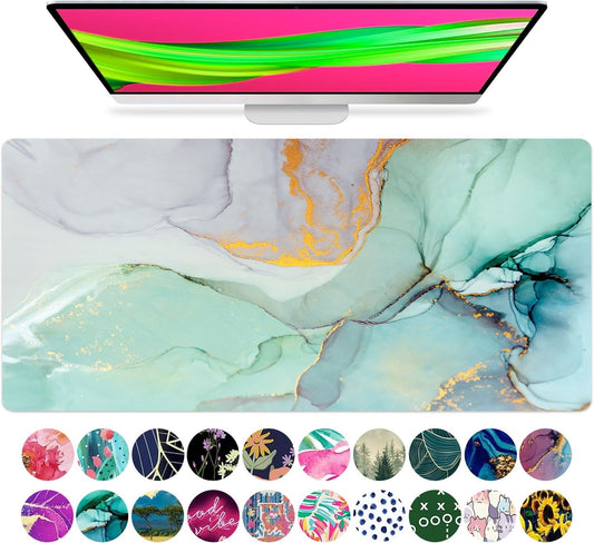 Großes Mauspad, Lange Schreibtischunterlage, Tastaturunterlage, Schreibtischzubehör Für Zuhause, Schule, College, Dekoration, XL, Süßes Marmorblaugrün