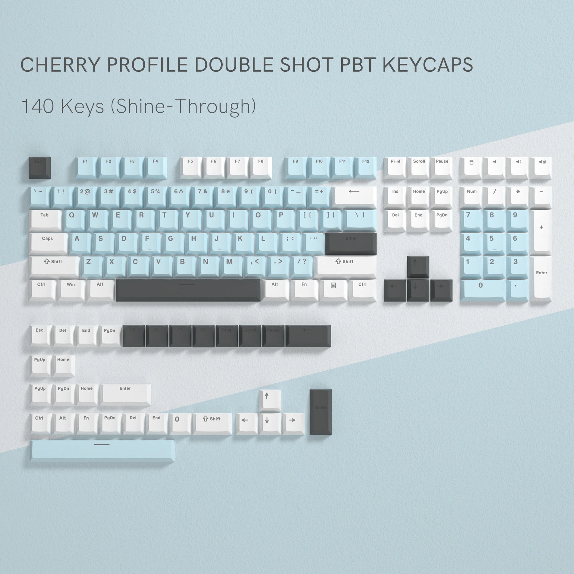 168-Key Double Shot PBT Keycap Set for Cherry MX and Gateron Switches - Custom WOB Cherry Profile Gaming Keyboard Keycaps