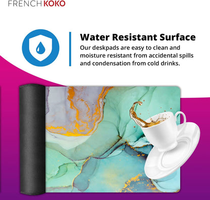 Großes Mauspad, Lange Schreibtischunterlage, Tastaturunterlage, Schreibtischzubehör Für Zuhause, Schule, College, Dekoration, XL, Süßes Marmorblaugrün