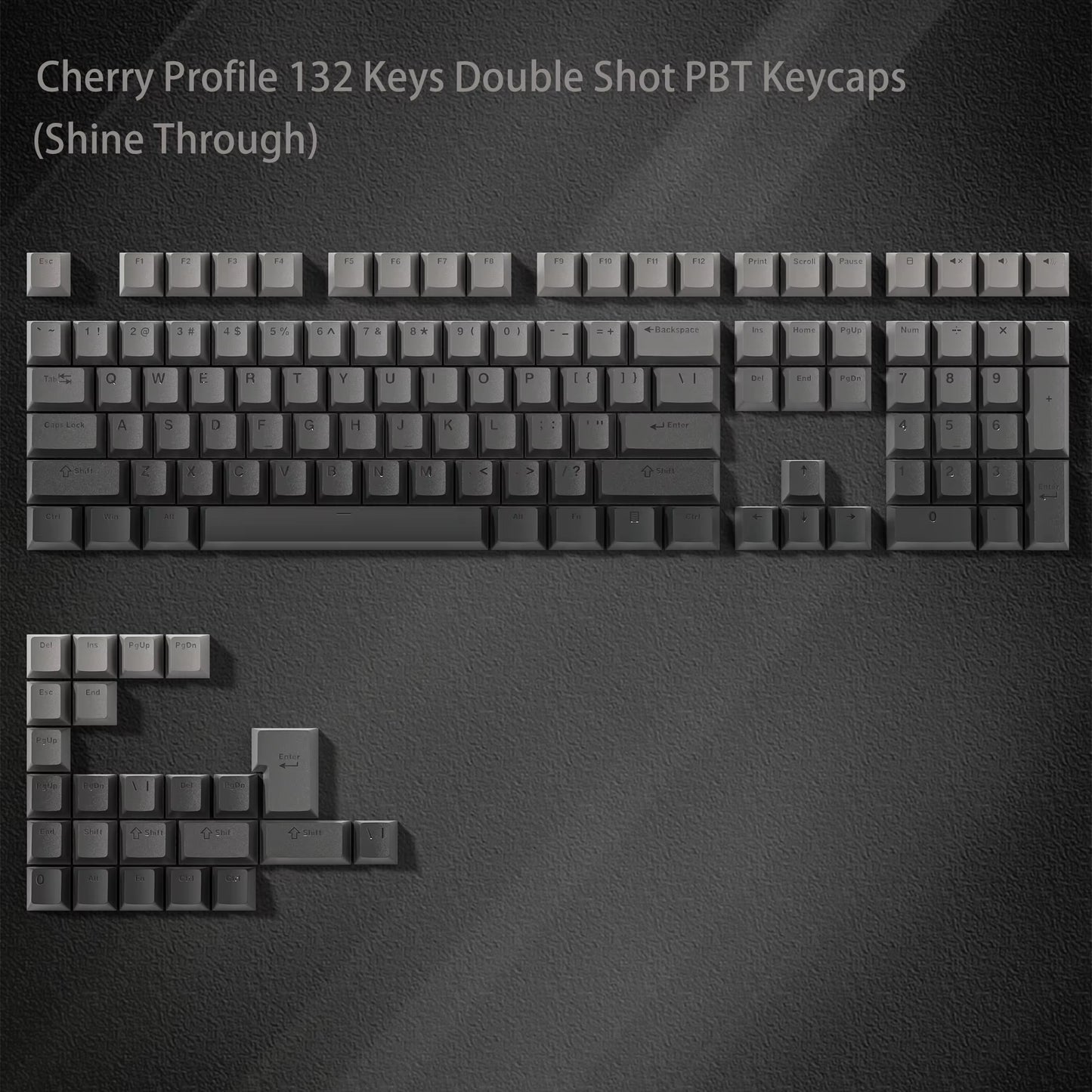 168-Key Double Shot PBT Keycap Set for Cherry MX and Gateron Switches - Custom WOB Cherry Profile Gaming Keyboard Keycaps