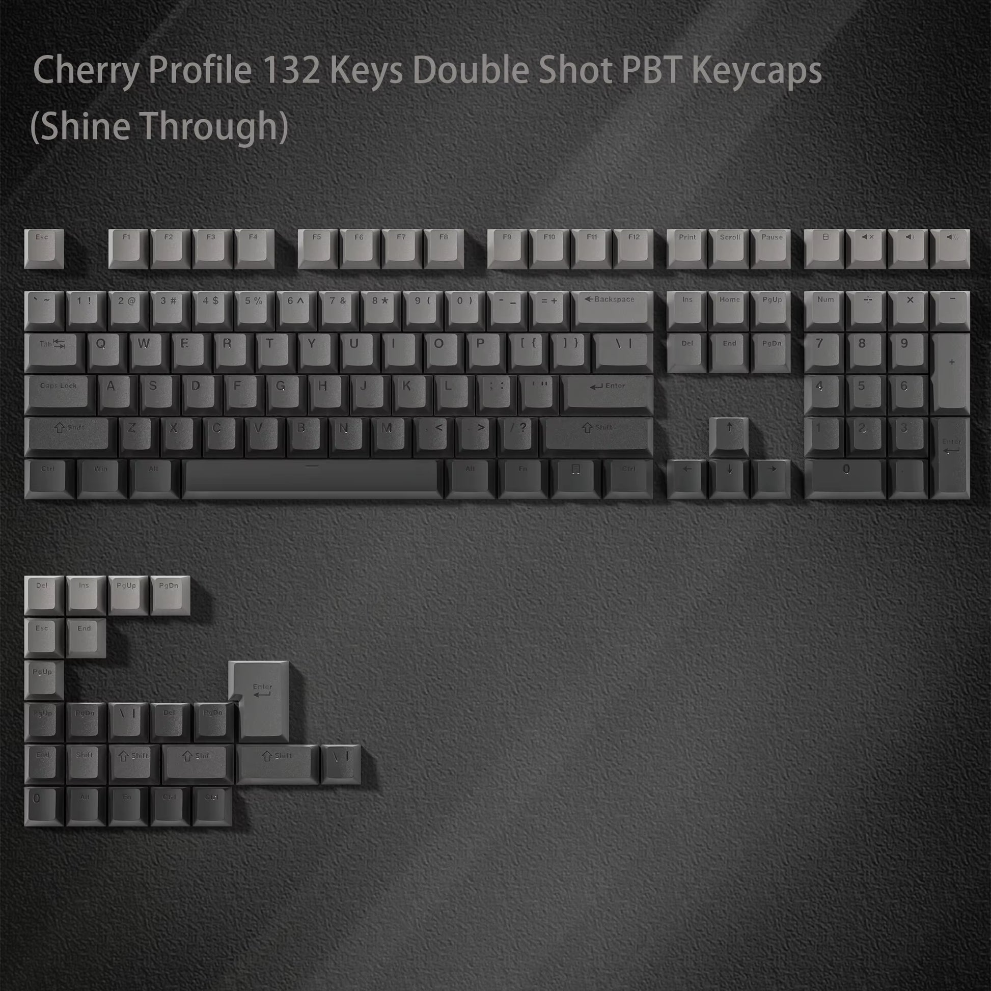 168-Key Double Shot PBT Keycap Set for Cherry MX and Gateron Switches - Custom WOB Cherry Profile Gaming Keyboard Keycaps